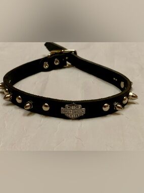 Harley-Davidson Black Leather Studded Logo dog collar 18 inches
